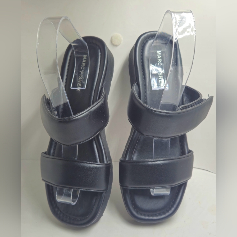 Marc Fisher Womens Kina Faux Leather Slip On Slide Sandals Shoes Size 8m